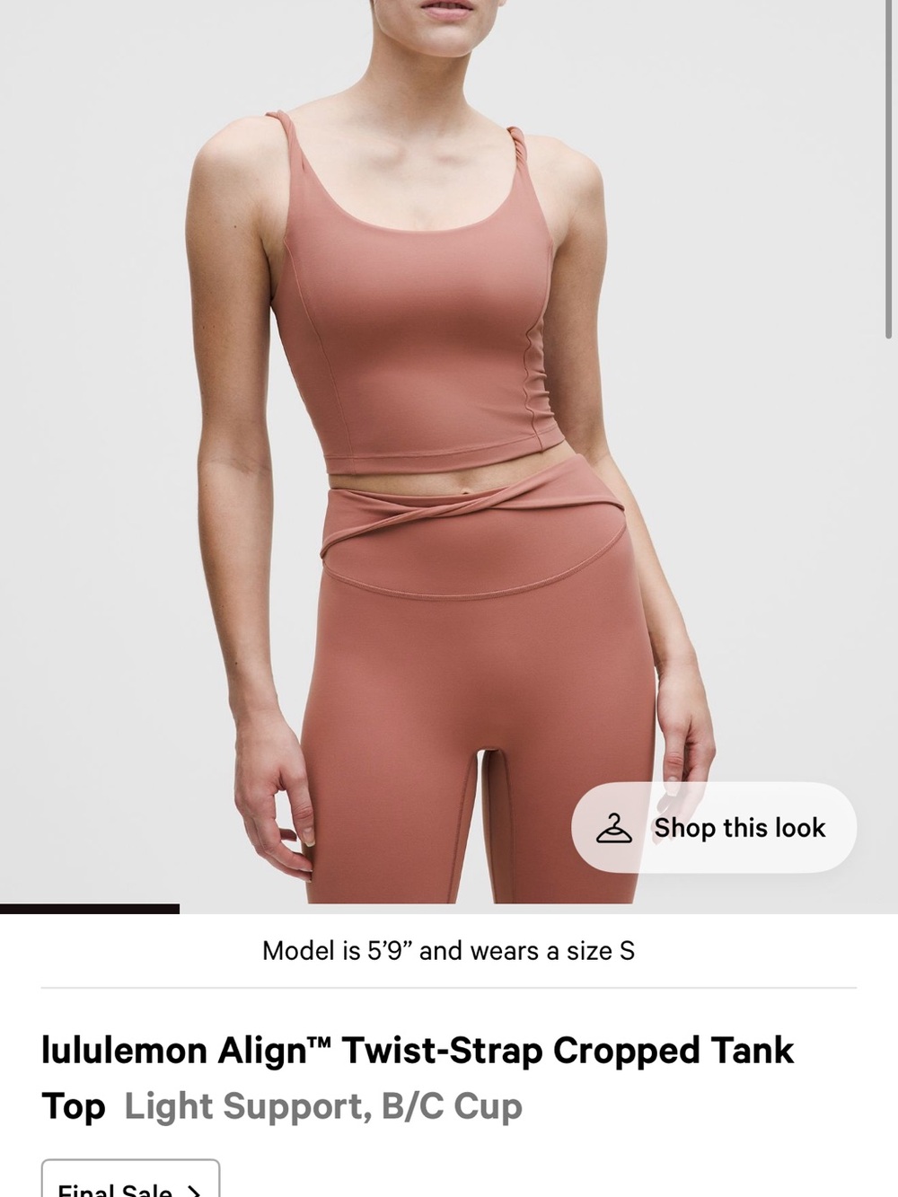 NWT Lululemon Align Twist-Strap Crop Tank XL in Red Clay